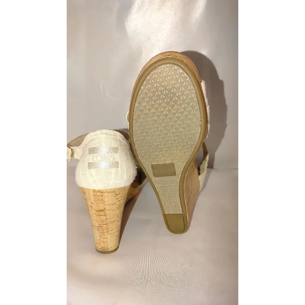 TOMS Clarissa Linen Wedge Sandal Size 7W